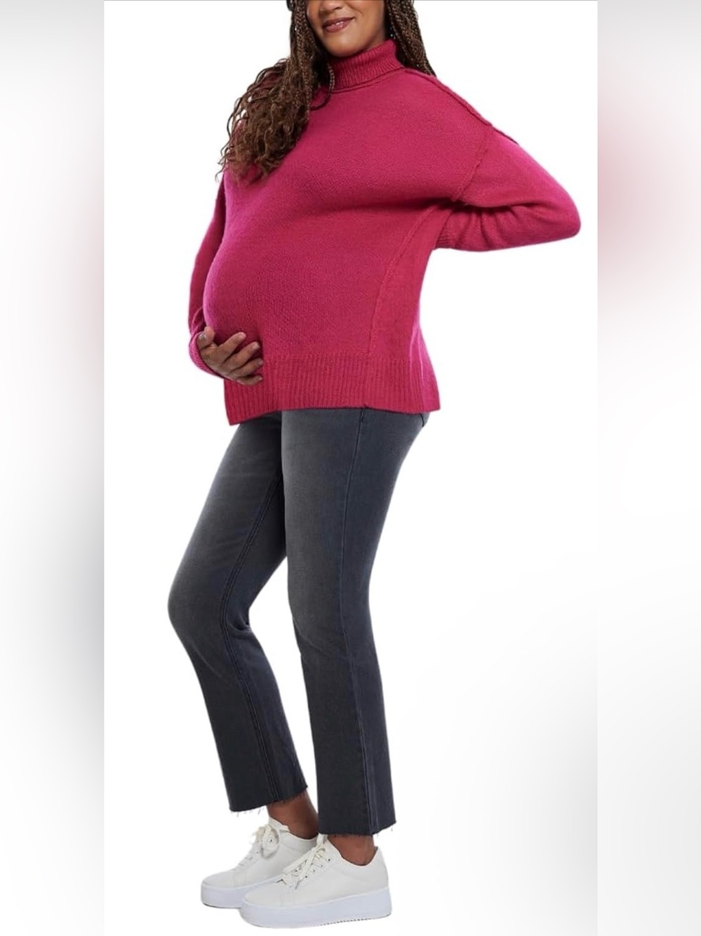 Motherhood Maternity Women's Long Sleeve Mock Turtleneck Pregnancy Knit Sweater
